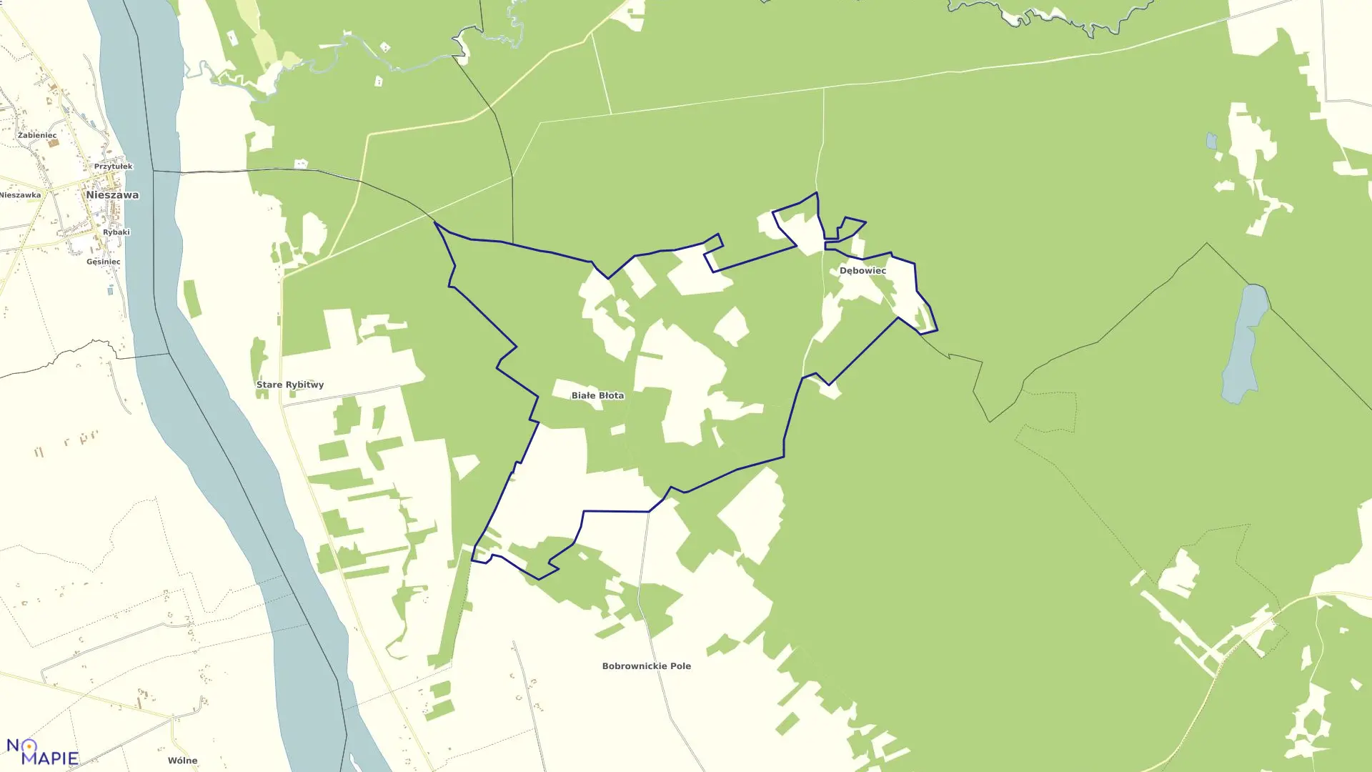 Mapa obrębu BIAŁE BŁOTA gmina Bobrowniki powiat lipnowski