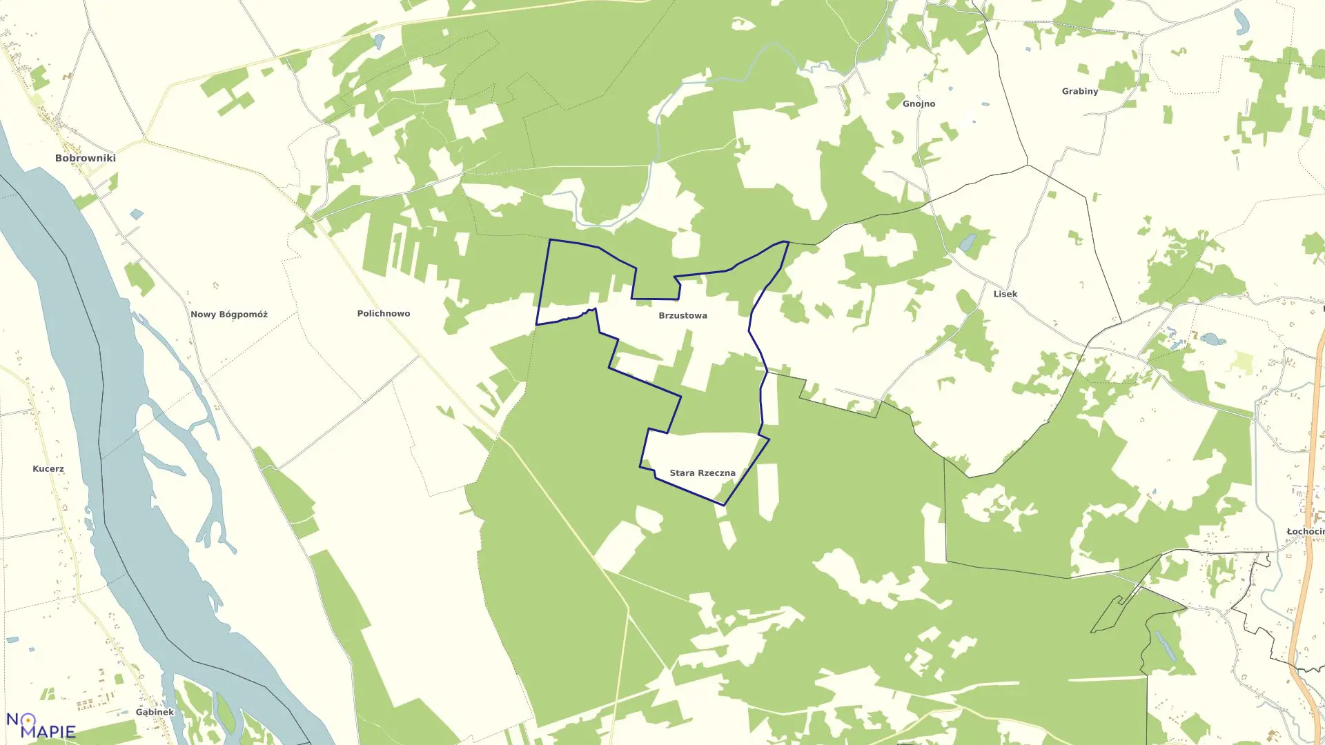 Mapa obrębu BRZUSTOWA gmina Bobrowniki powiat lipnowski