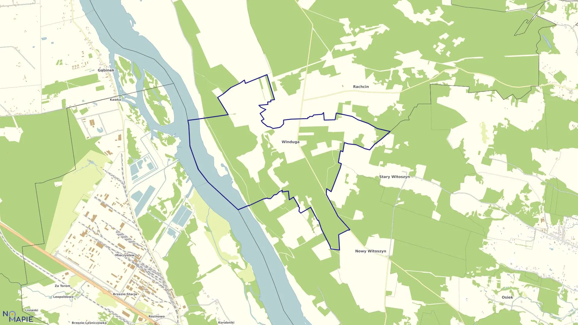 Mapa obrębu WINDUGA gmina Bobrowniki powiat lipnowski